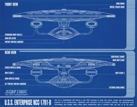 USS Enterprise D Blueprint Front Rear Views